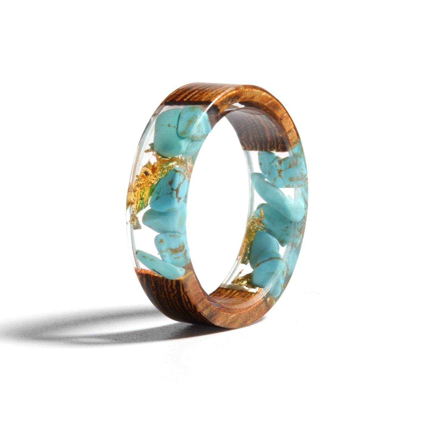 Hand-made wooden ring containing dried flowers - beautiful & unique!