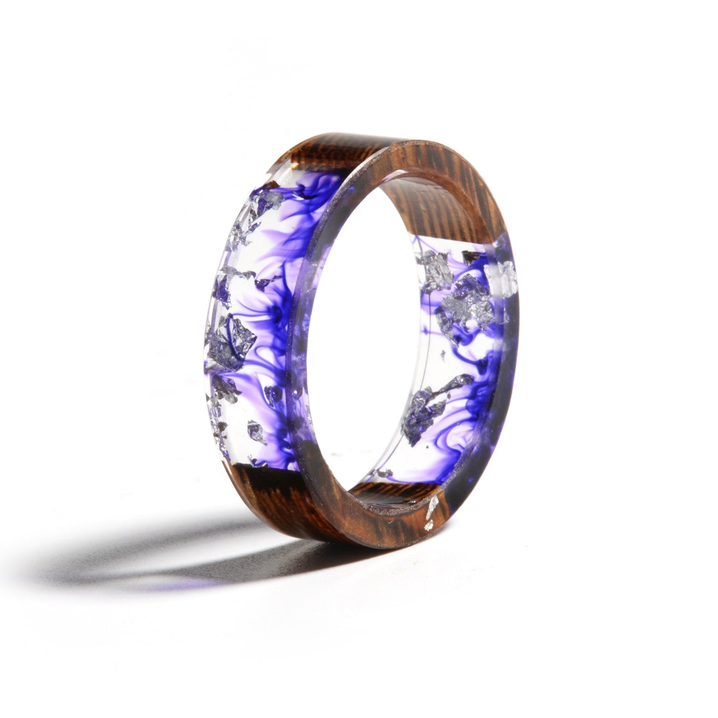 Hand-made wooden ring containing dried flowers - beautiful & unique!