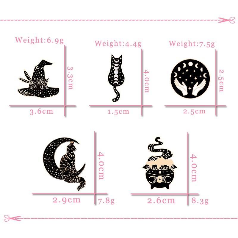 Witches Black Enamel Pins