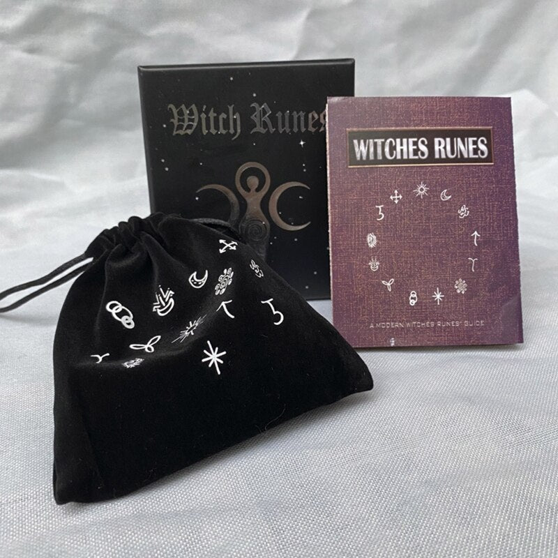 15 Pcs Witches Runes Set ,Wooden & Engraved, with Storage Bag